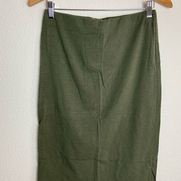 Heart & Hips Medium Enzyme Washed Cotton Pullon Olive Office to Dinner Skirt - Picture 3 of 4